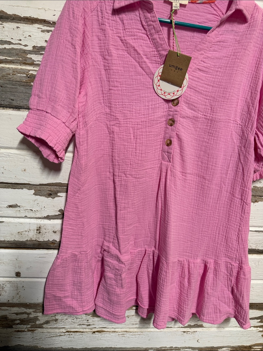 Umgee Pink Ruffle-Hem Mini Dress - Picture 4 of 8